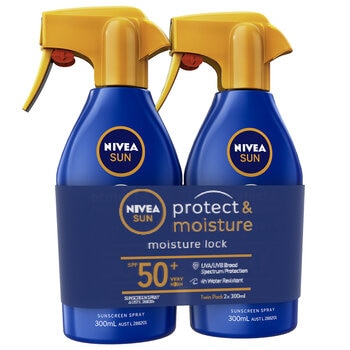 Nivea Sun Spray Protect And Moisture SPF50+ 2 x 300ml Nivea Sun Spray Protect And Moisture SPF50+ 2 x 300ml