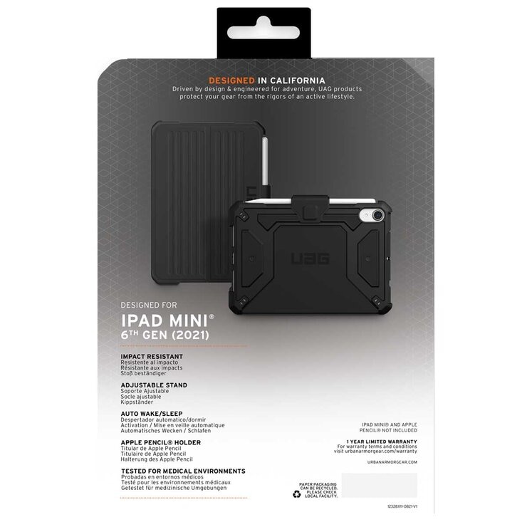 UAG Metropolis SE Apple iPad Mini 6th Gen Case Black 12328X114040
