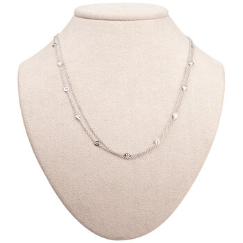 18KT White Gold 1.38ctw Diamond Two Strand Necklace