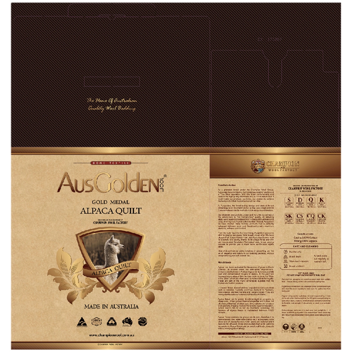 Ausgolden Gold Medal Pure Alpaca All Season Quilt Single