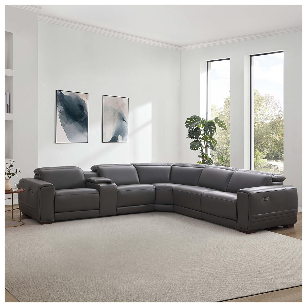 Aiden & Ivy Leather Power Reclining Sectional
