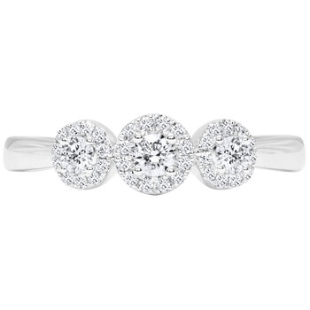 18KT White Gold 0.36ctw 3 Stone Cluster Diamond Ring