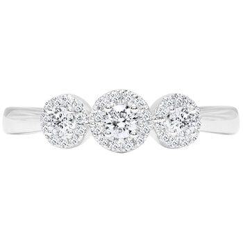 18KT White Gold 0.36ctw 3 Stone Cluster Diamond Ring