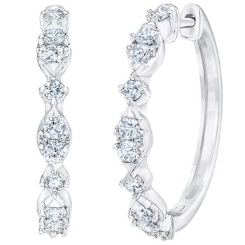 18KT White Gold 0.80ctw Diamond Hoop Earrings