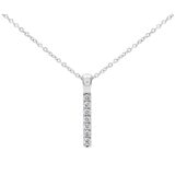 18KT White Gold 0.22ctw Round Diamond Set Bar Pendant