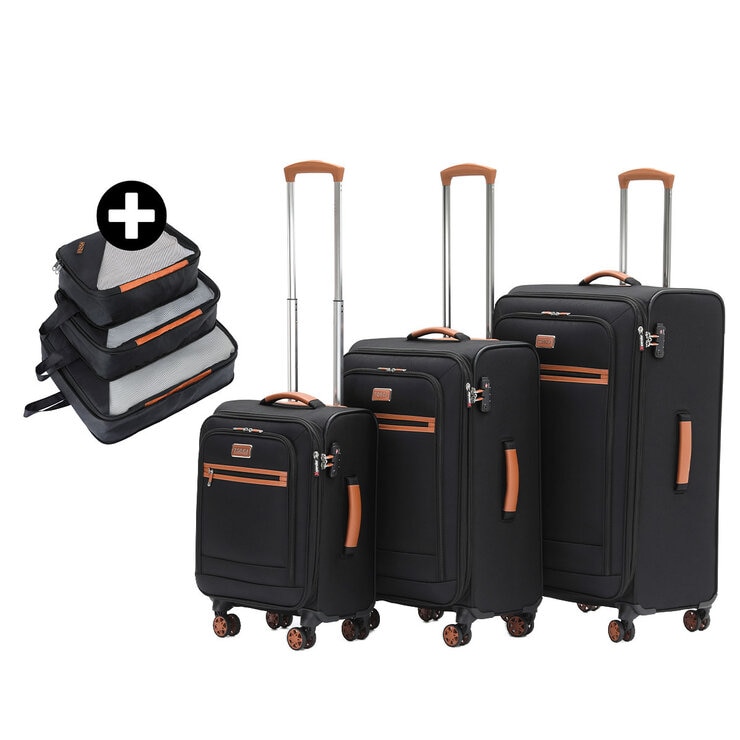 Tosca Park Avenue 3 Piece Luggage Set Black Tan Tosca Park Avenue 3 Piece Luggage Set Black Tan