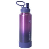 ThermoFlask Double Wall Stainless Steel Bottles With Spout And Straw Lid 2 Pack Green And Purple