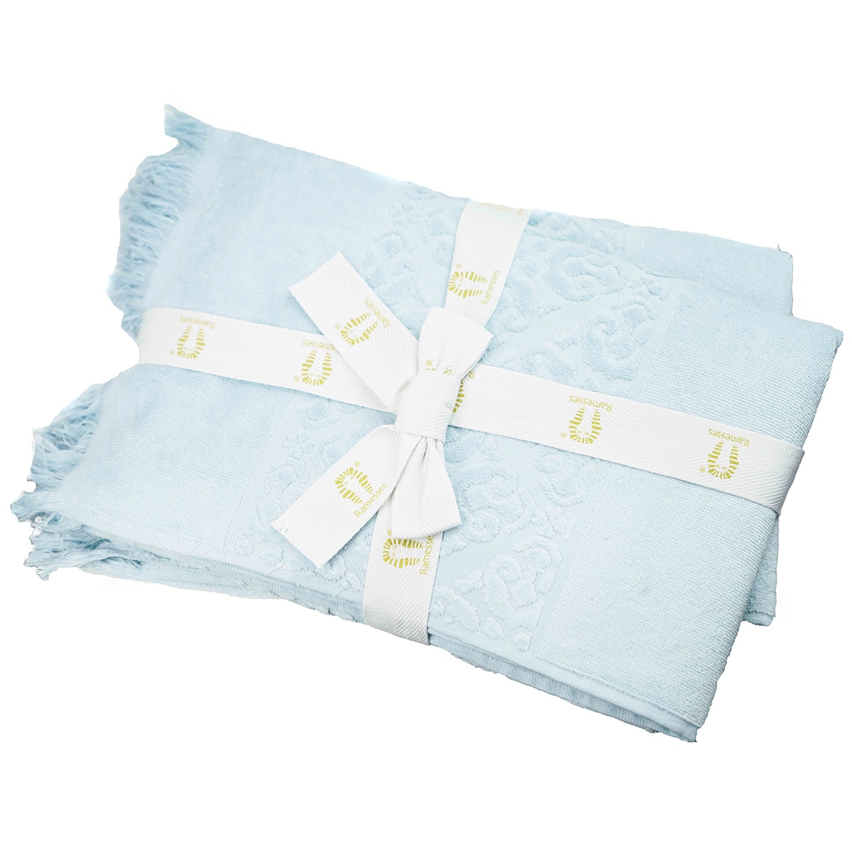 Kingtex Jacquard Velour 100% Cotton 500gsm Bath Towel 2 pack - Ice Blue