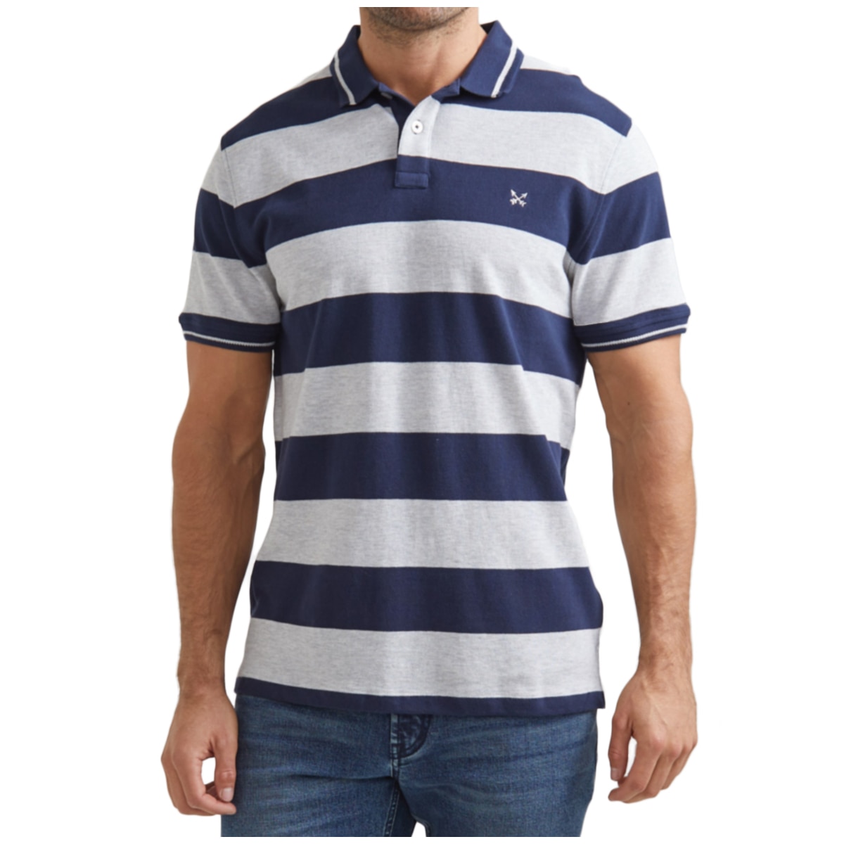 Sportscraft Polo stripe - Navy/Melange