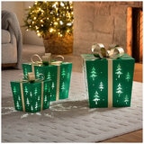 Metal Gift Box With Led Lights, Set of 3
