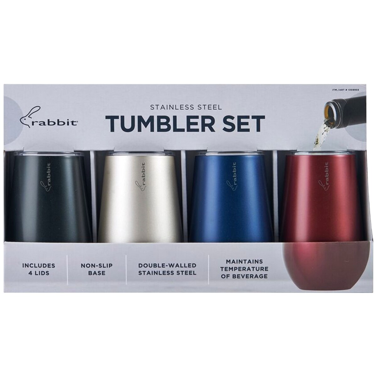 Rabbit Double Wall Stainless Steel Wine Tumbler Set 4pack 354ml