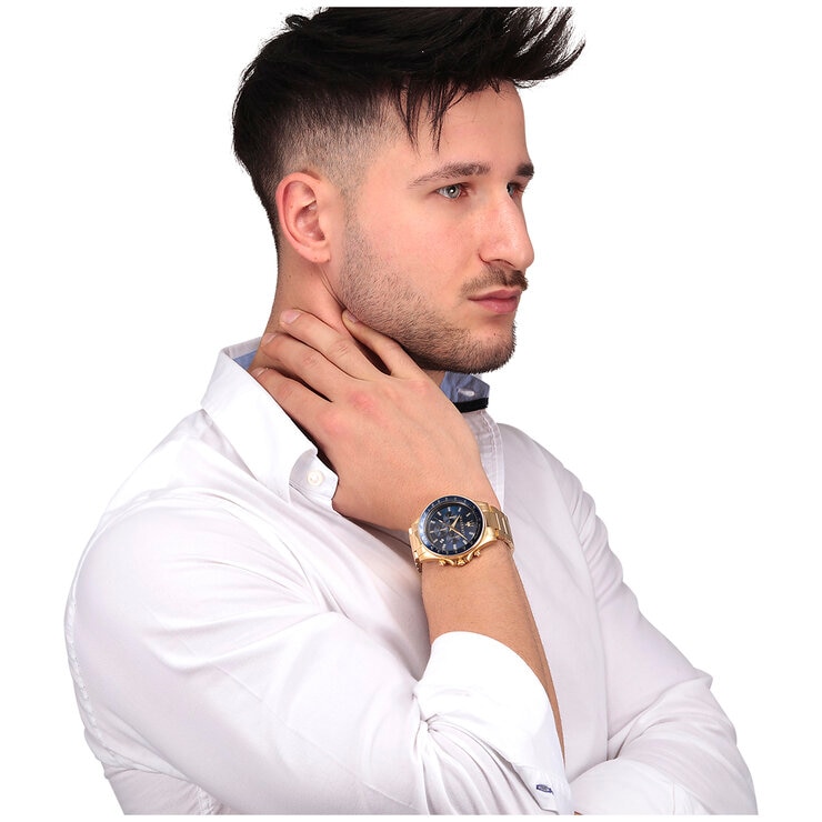 Maserati Sfida Men's Chronograph Watch R8873640008 Gold & Blue