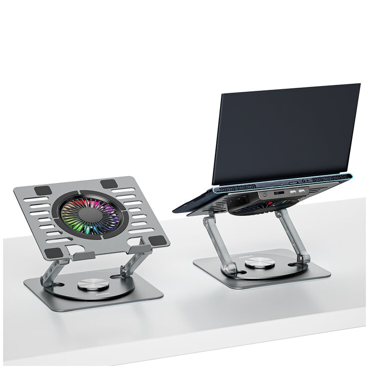 mbeat Stage S8 Rotating Laptop Stand with RGB Cooling Fan and USB Ports MB-STD-S8GRY