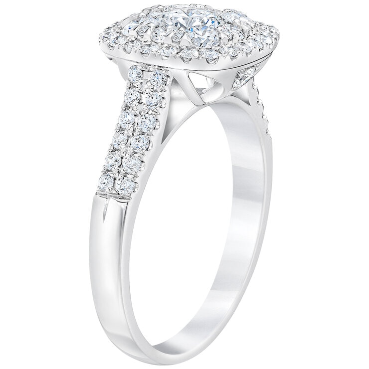 18KT White Gold 1.50ctw Round Brilliant Square Halo Diamond Ring 18KT White Gold 1.50ctw Round Brilliant Square Halo Diamond Ring
