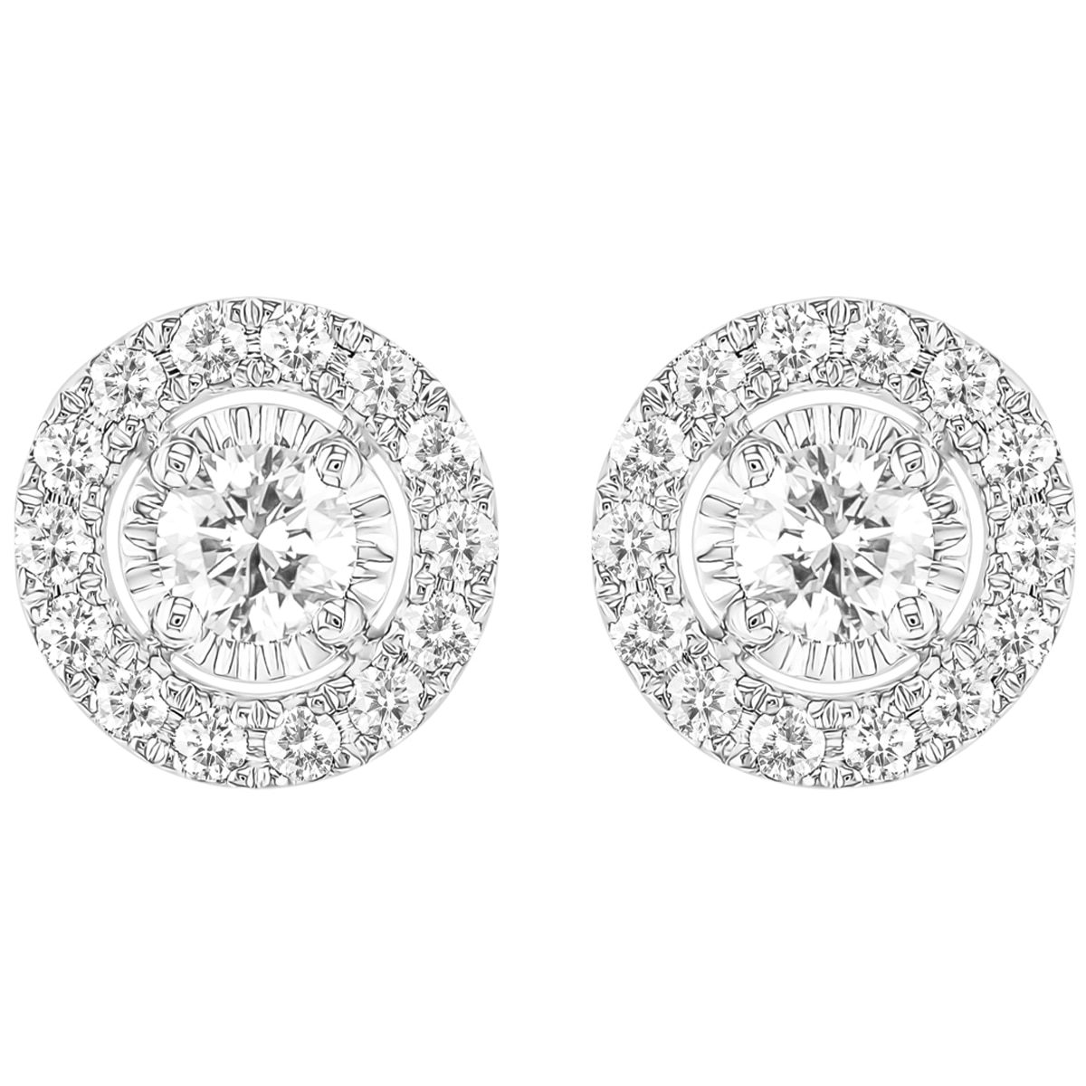 18KT White Gold 1.00ctw Round Brilliant Diamond Earrings