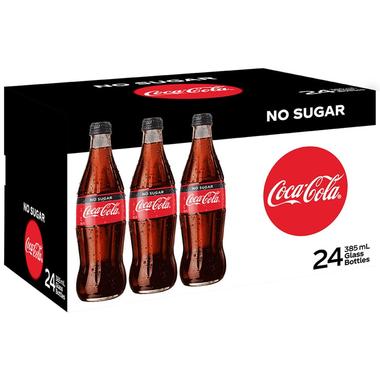 Coca Cola No Sugar Glass Bottle 24 x 385ml Costco Australia