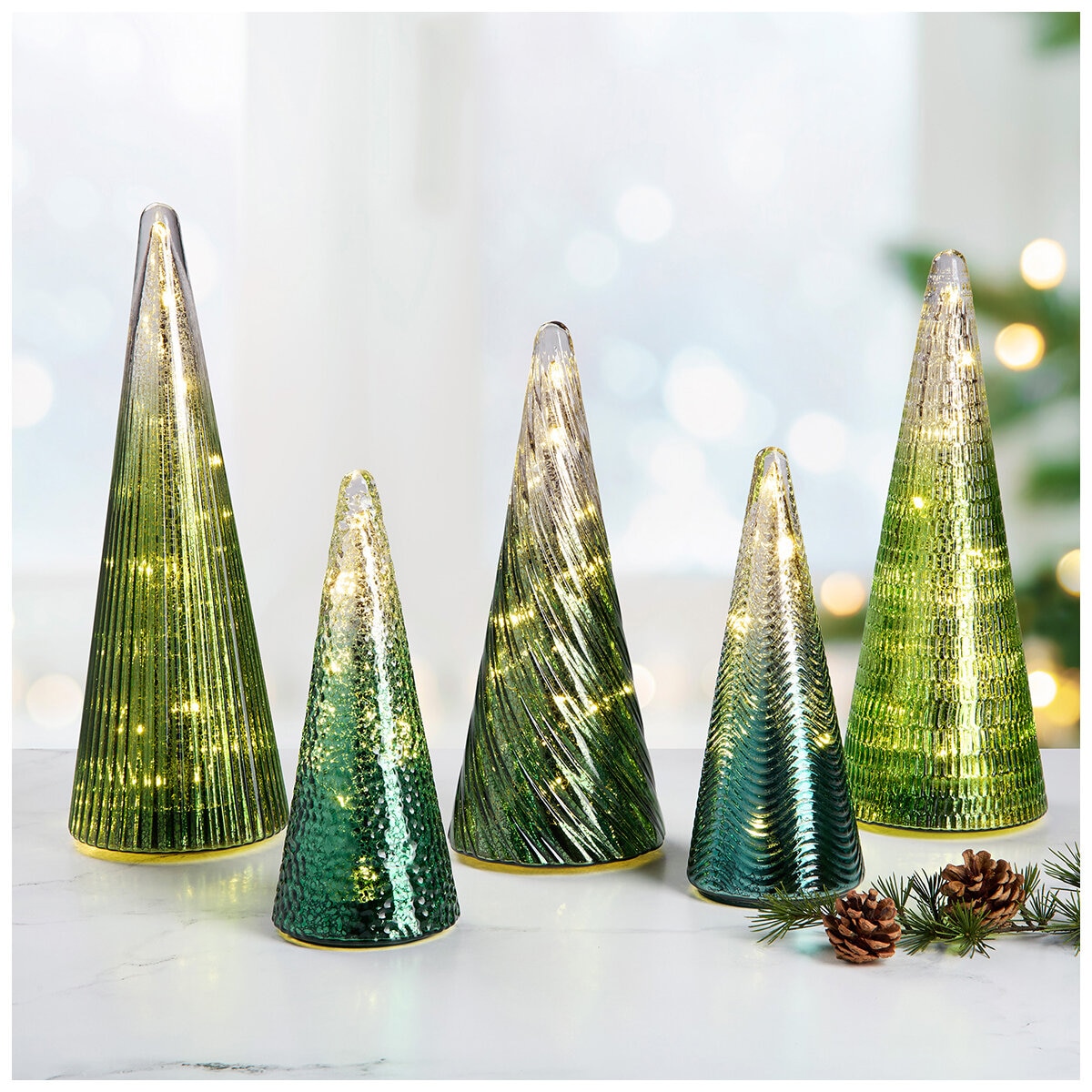 LED Glass Trees Green