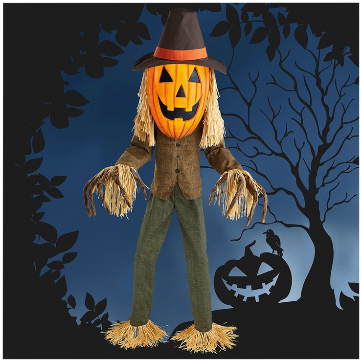 Animated Pumpkin Head Scarecrow
