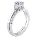 18KT White Gold 0.85ctw Diamond Bridal Set With 0.60ctw Centre