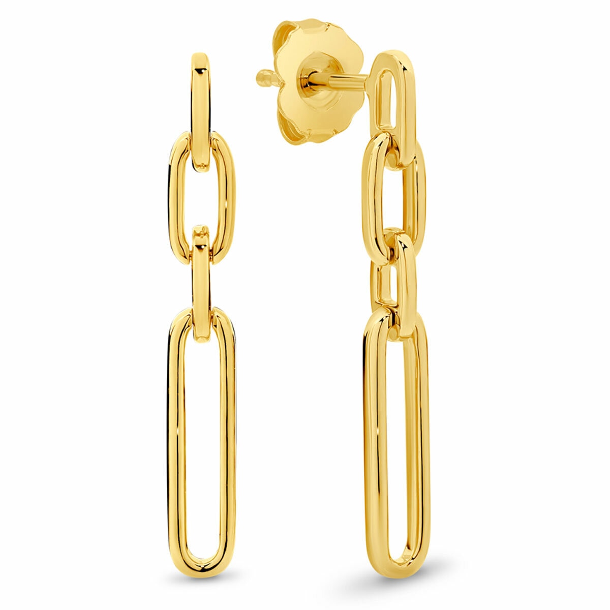 18KT Yellow Gold Paperclip Drop Earrings