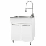 All in One 72cm Matte White Lacquered Laminate Slim Shaker Cabinet With Sink And Chef Faucet All in One 72cm Matte White Lacquered Laminate Slim Shaker Cabinet With Sink And Chef Faucet