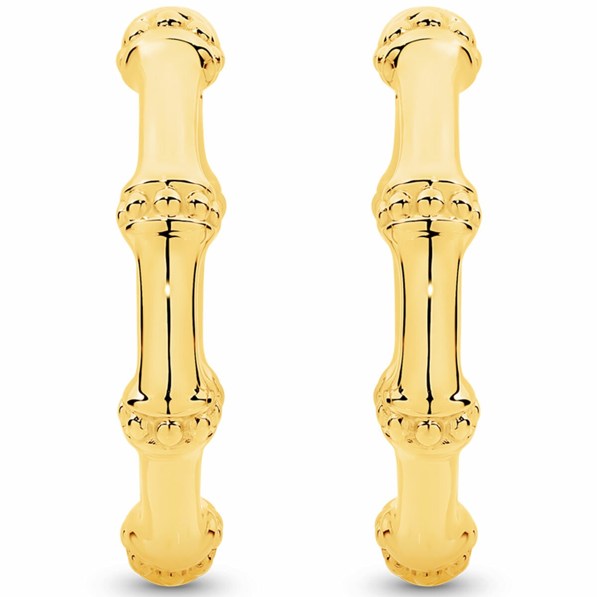 18KT Yellow Gold Bamboo Style Hoop Earrings