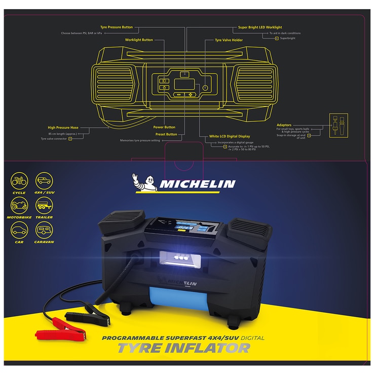 Michelin 12 Volt Twin Drive Heavy Duty Compressor Tyre Inflator