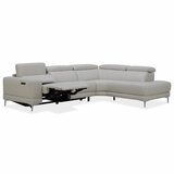 Aiden & Ivy Leather Power Sectional With Ratchet Headrest