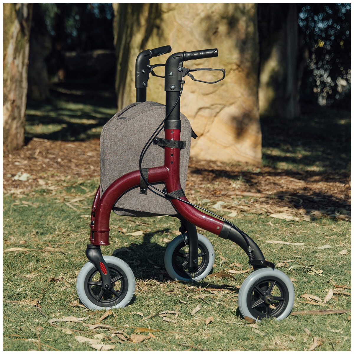 Altus Premium Lightweight 3 Wheel Rollator Walker With Convenient Storage Bag Red