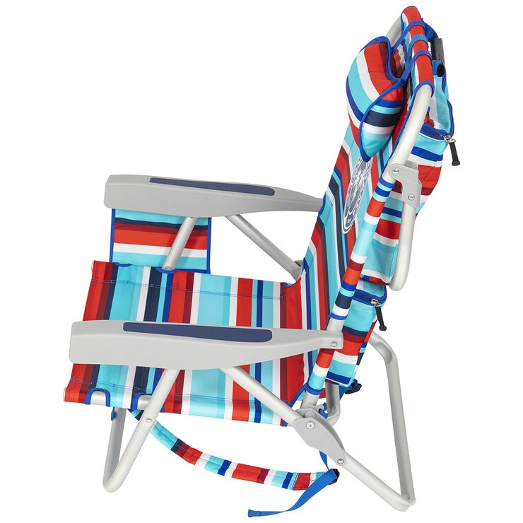 Tommy Bahama 5 Position Aluminium Backpack Beach Chair 2 Pack Royal And Red Stripe