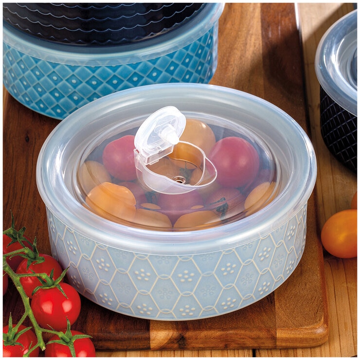 Signature Housewares Microwavable Bowls 6 Piece Set Blue