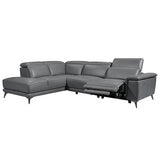 Valencia Pista Leather Reclining Sectional Lounge Left Chaise Grey