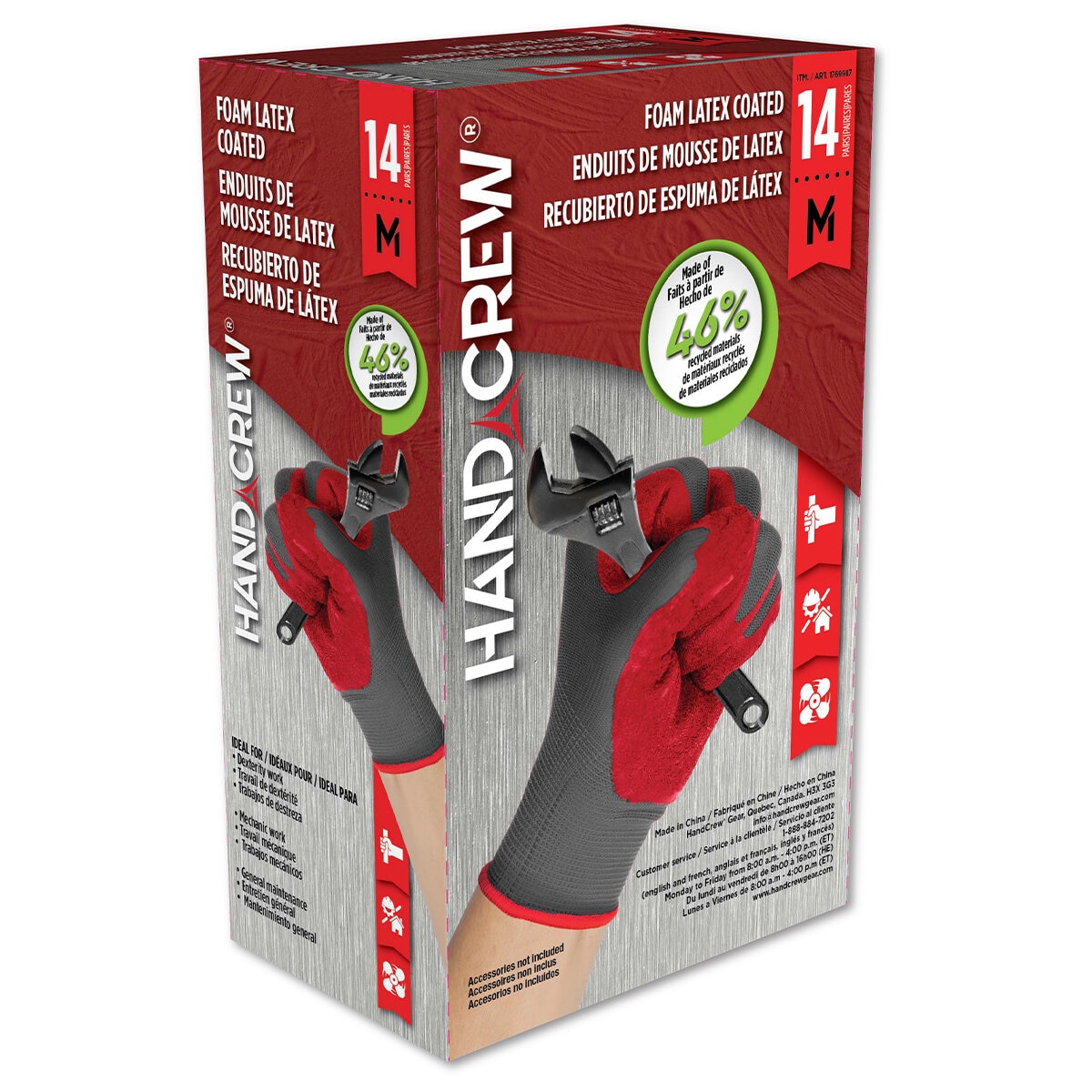 Handcrew Foam Latex Gloves 14Pk - DIHG-3888