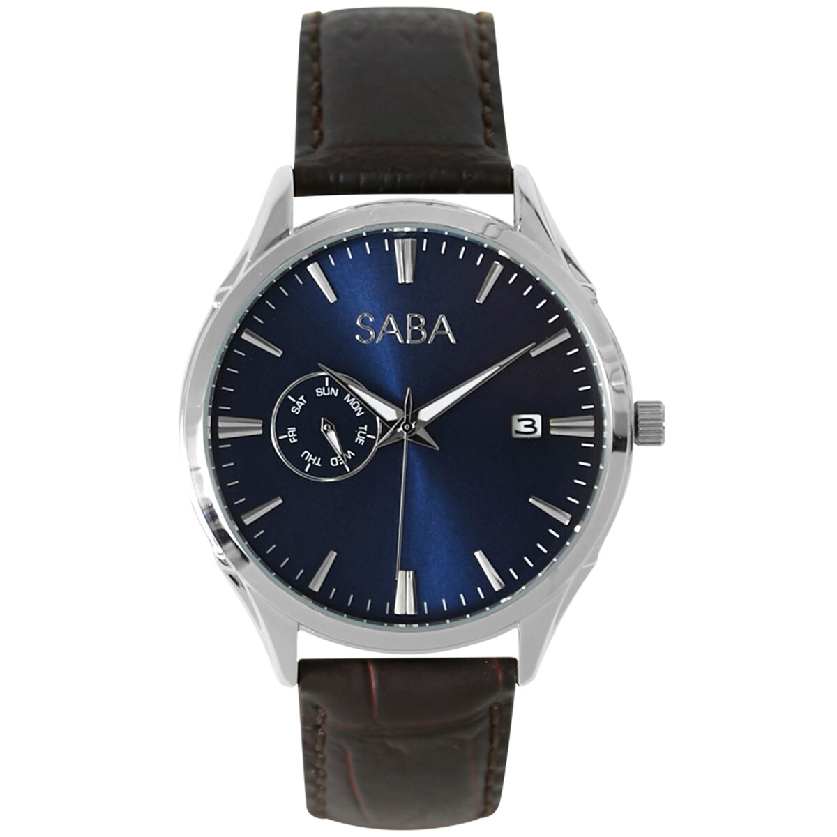 SABA Men's Classic Leather Strap Watch AGSBWCH01 Costco...