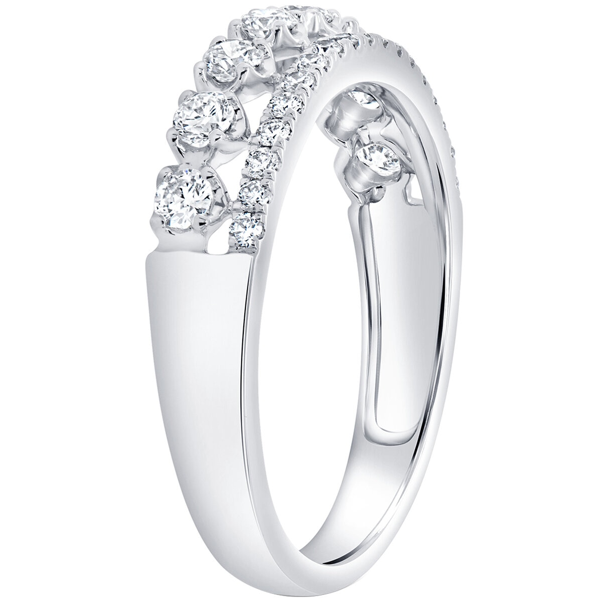 18KT White Gold 0.49ctw Diamond Two Row Fashion Ring