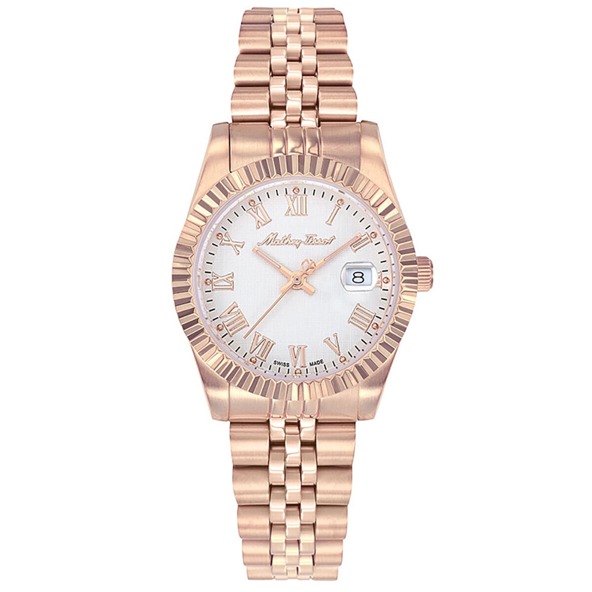Mathey-Tissot Rose Gold Steel White Dial Women's Watch D810PRA Mathey-Tissot Rose Gold Steel White Dial Women's Watch D810PRA