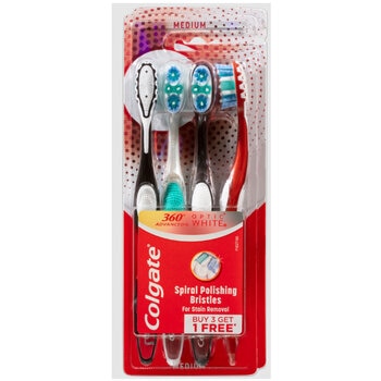Colgate 360 Optic White Advanced Brush 2 x 4 Pack Soft or Medium