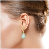 14KT Yellow Gold Natural Green Jade Post Earrings