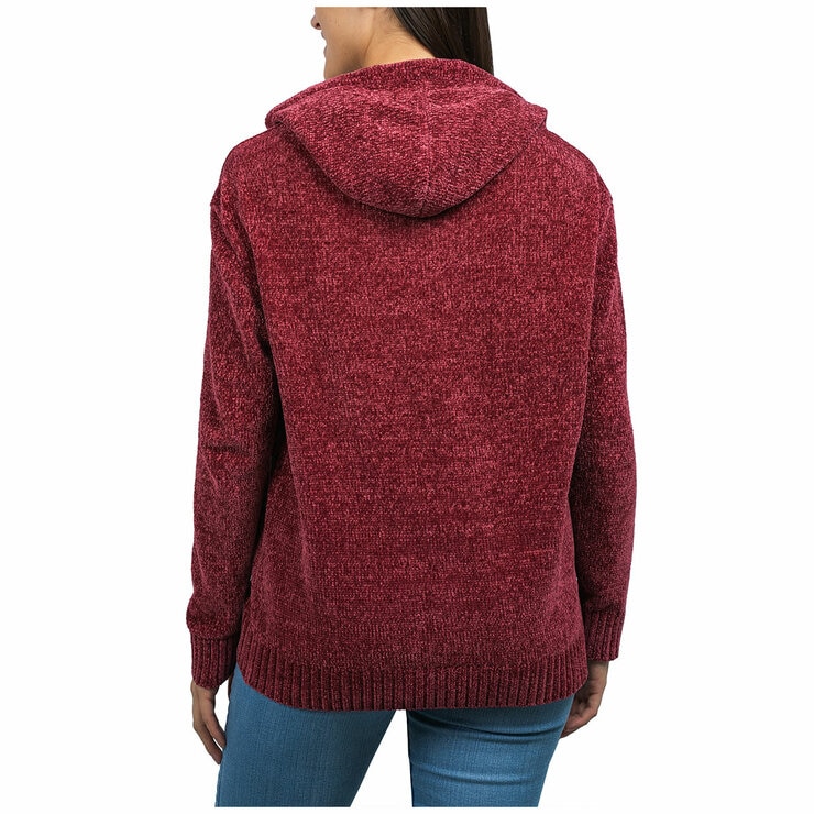 Jachs Girlfriend Women's Chenille Hoodie Sweater Burgundy US X-Large