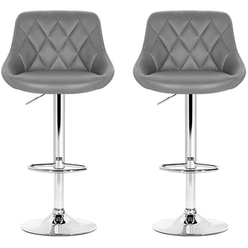 Artiss Grey Gaslift Swivel Barstool 2 Pack