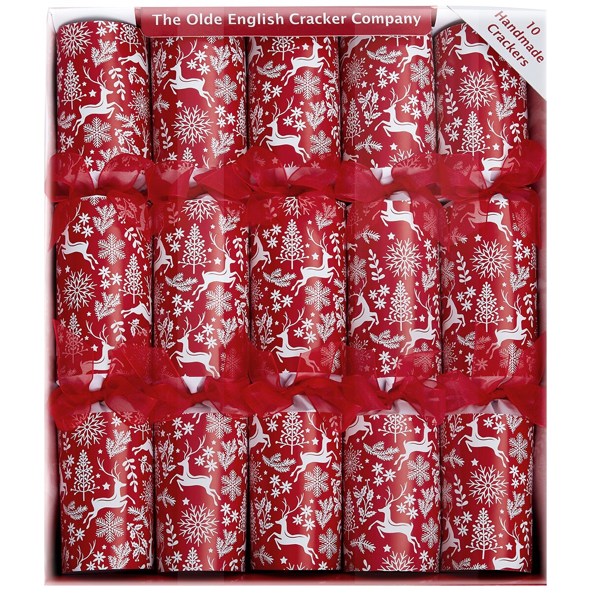 The Olde English Cracker Company Christmas Crackers 10 Pack Red