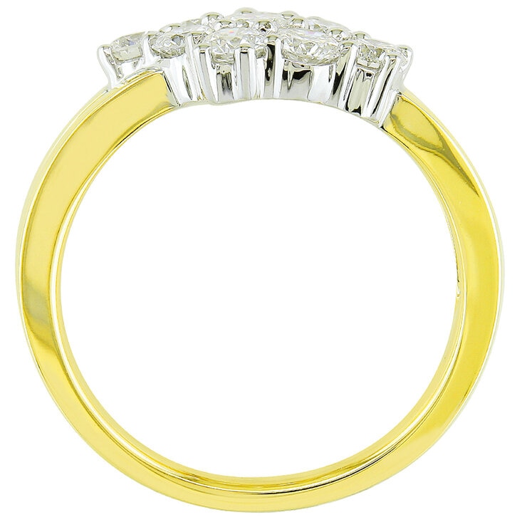 14KT Two Tone Gold 1.00ctw Round Diamond Cluster Ring