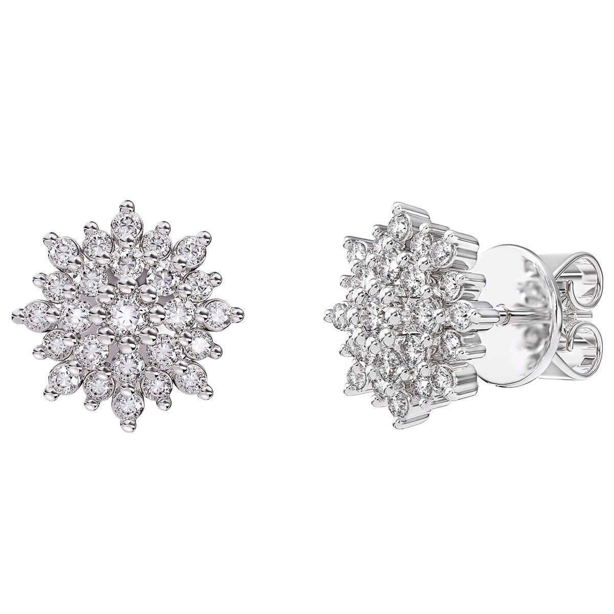 18KT White Gold 0.62CTW Round Brilliant Cut Diamond Earrings