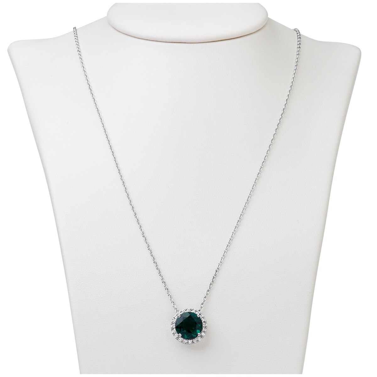 0.25ctw Diamond with Round Lab Emerald Pendant
