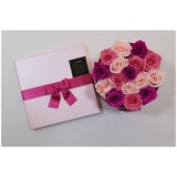 Preserved Mixed Pink Roses Hat Box