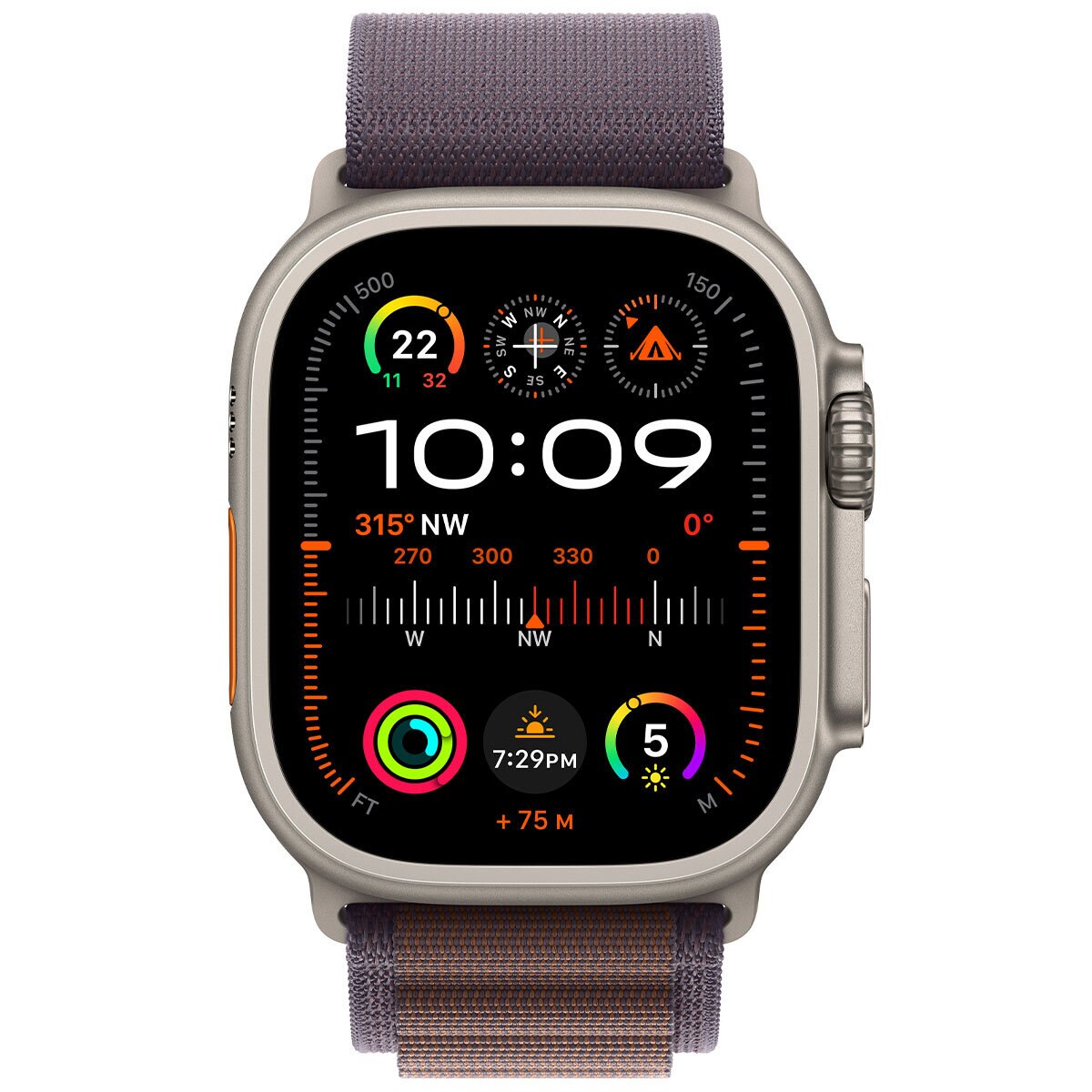 Apple Watch Ultra 2 GPS + Cellular, 49mm Titanium Case with Indigo Alpine Loop - Medium