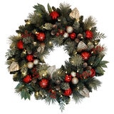CG Hunter 30 inch Wreath with 50 LED lights Red and Gold