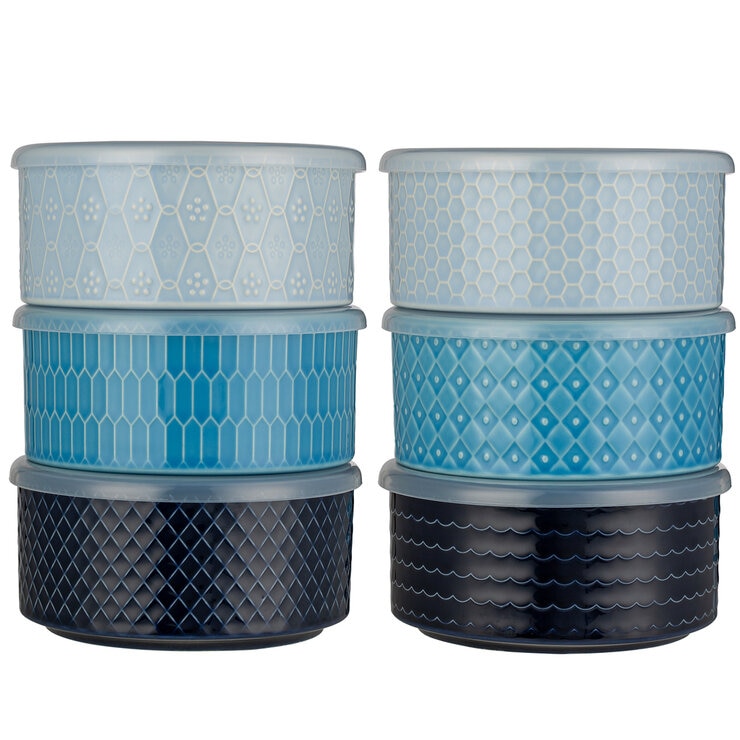 Signature Housewares Microwavable Bowls 6 Piece Set Blue