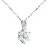 18KT White Gold 1ctw Round Diamond Nine Stone Cluster Pendant