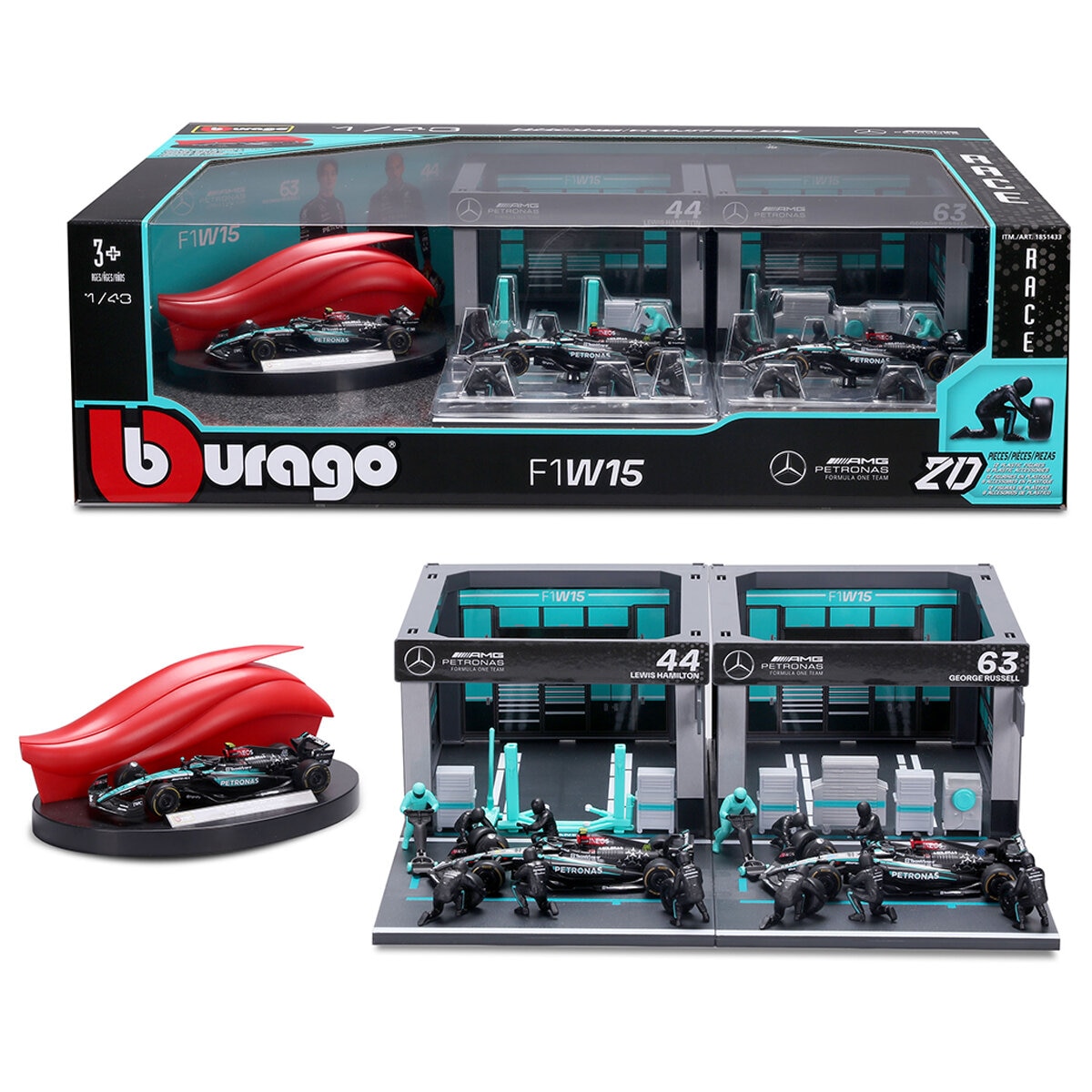Burago 143 Formula One Racing Deluxe Paddock Mercedes